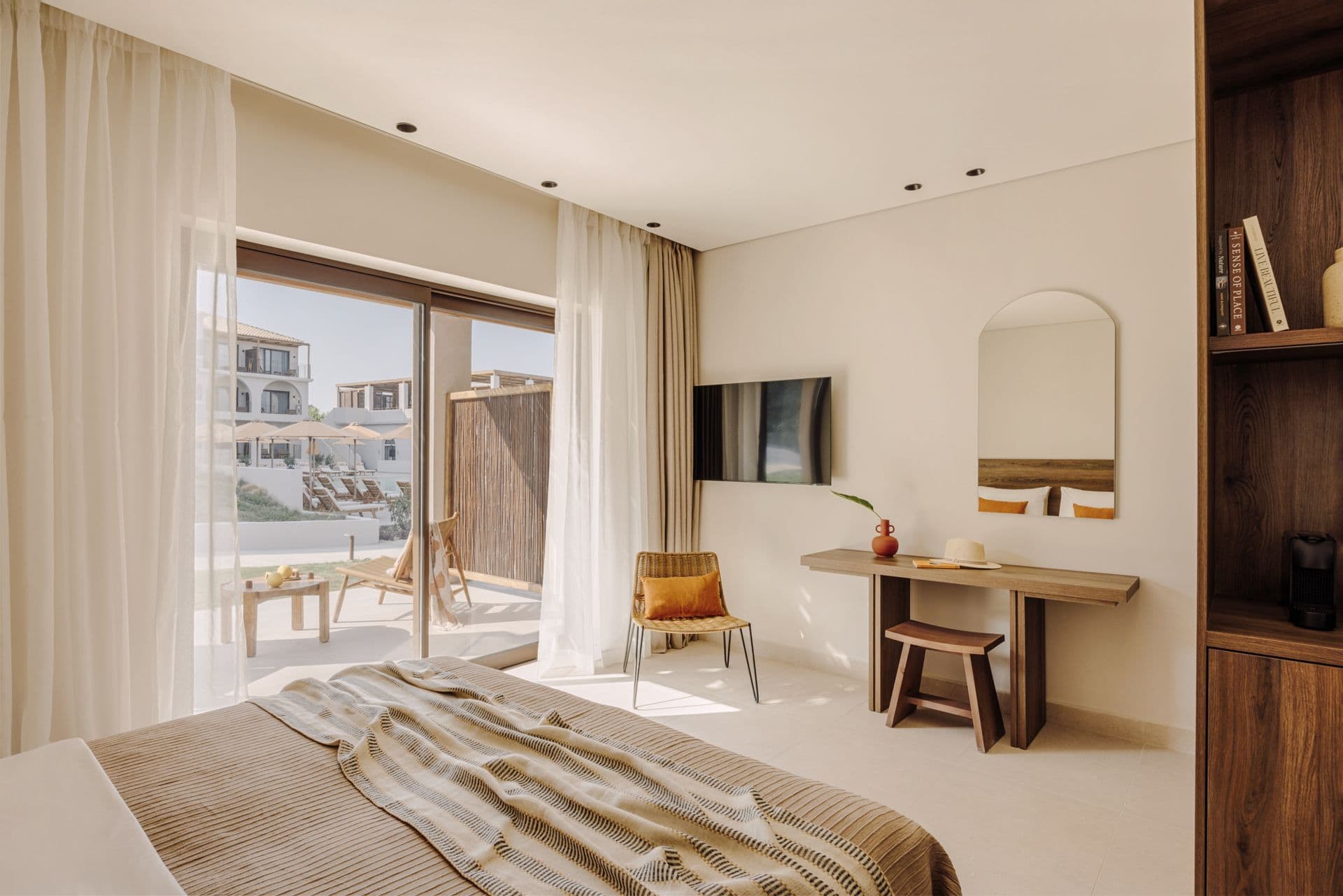 Superior Double Room at Cabo Hotel Corfu with elegant interiors and garden views